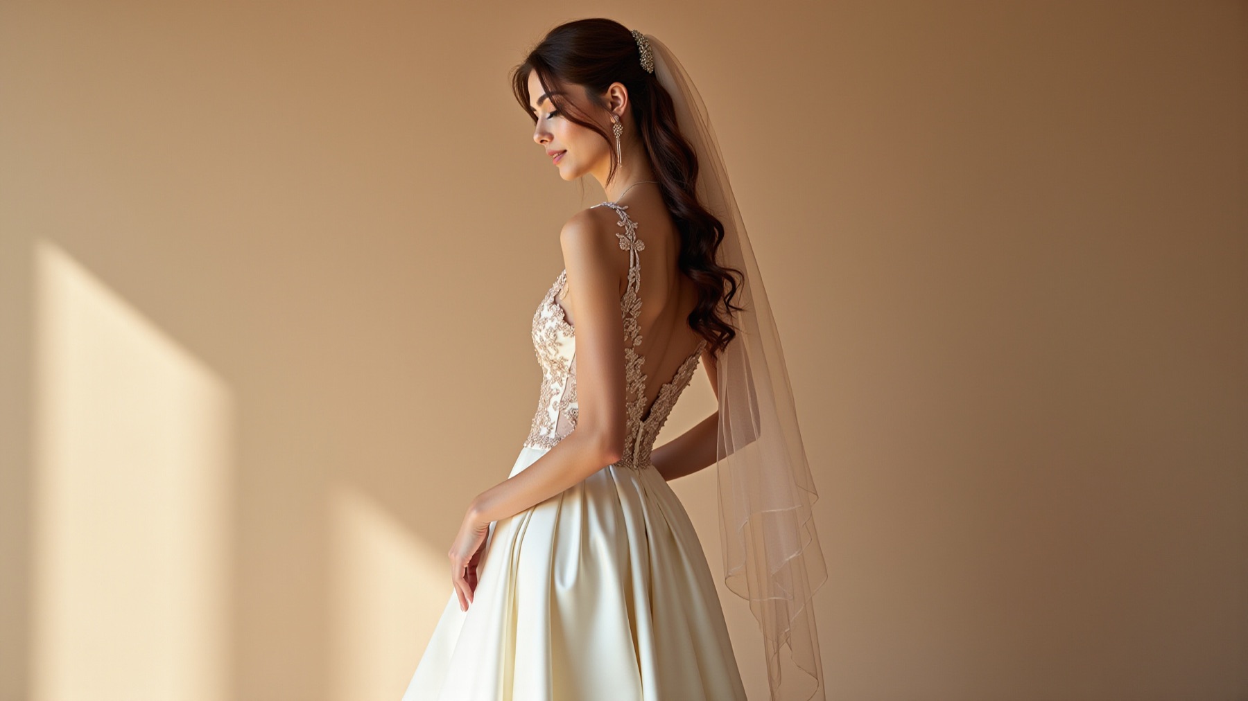Elegant bridal gown with veil
